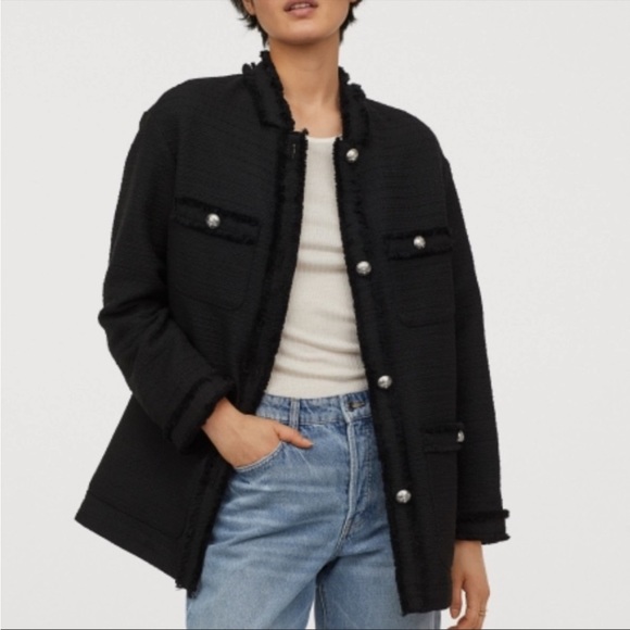 NWOT✨ H&M Black Textured-Weave Jacket - Picture 1 of 10